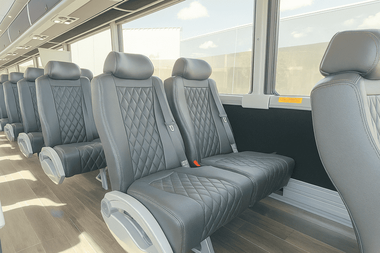 interior of Minneapolis Shuttle Bus Rentals charter bus